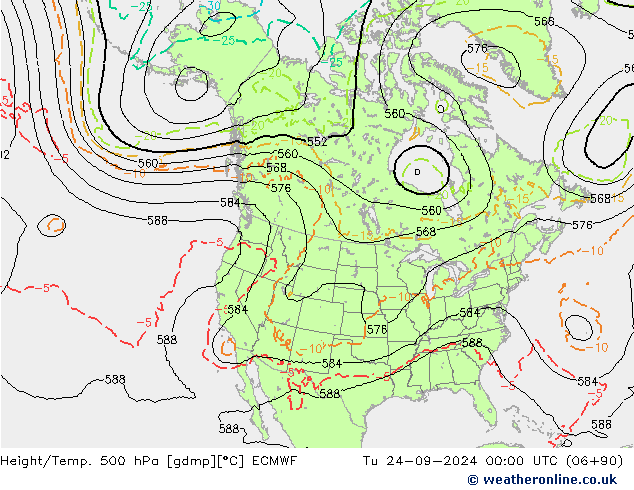 Height/Temp. 500 hPa ECMWF mar 24.09.2024 00 UTC