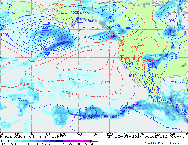 Prec 6h/Wind 10m/950 ECMWF Su 22.09.2024 06 UTC