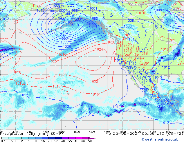 Z500/Rain (+SLP)/Z850 ECMWF pon. 23.09.2024 06 UTC