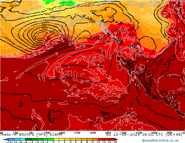 Theta-W 850hPa ECMWF Paz 22.09.2024 06 UTC