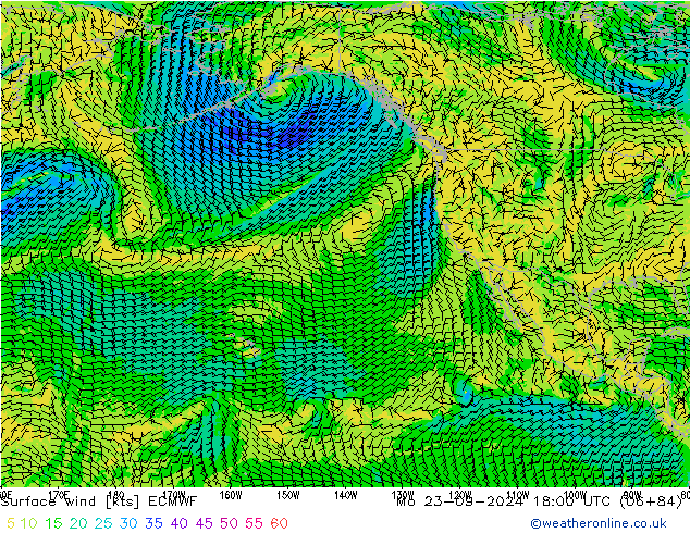 Surface wind ECMWF Mo 23.09.2024 18 UTC