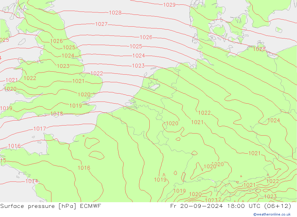 Atmosférický tlak ECMWF Pá 20.09.2024 18 UTC