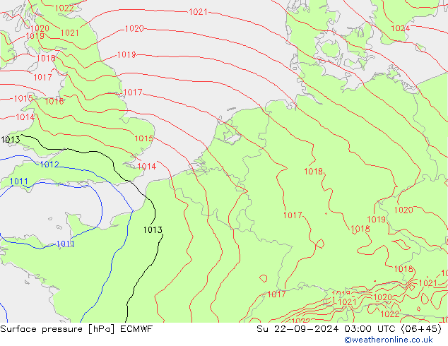 Yer basıncı ECMWF Paz 22.09.2024 03 UTC