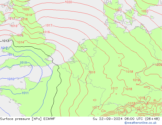 ciśnienie ECMWF nie. 22.09.2024 06 UTC