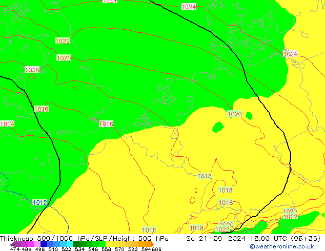 Schichtdicke 500-1000 hPa ECMWF Sa 21.09.2024 18 UTC