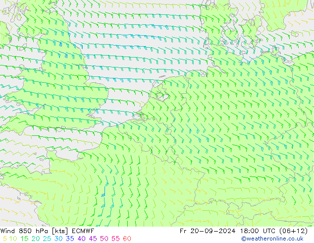 ветер 850 гПа ECMWF пт 20.09.2024 18 UTC