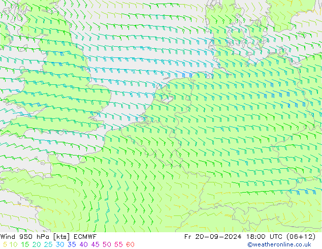 Wind 950 hPa ECMWF Fr 20.09.2024 18 UTC