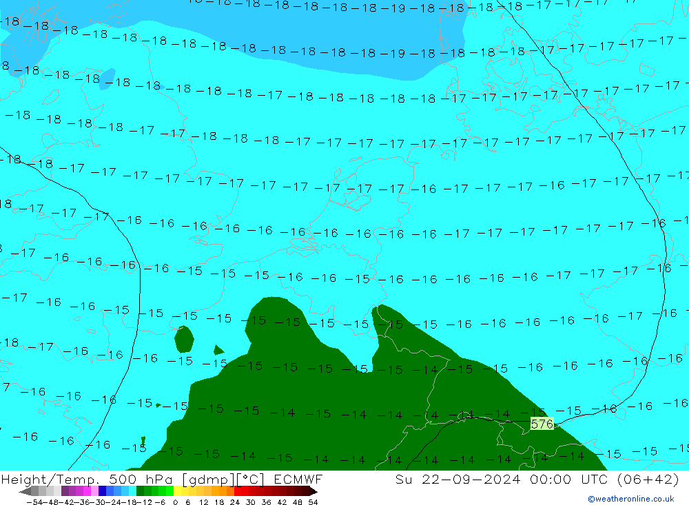 Z500/Rain (+SLP)/Z850 ECMWF Вс 22.09.2024 00 UTC