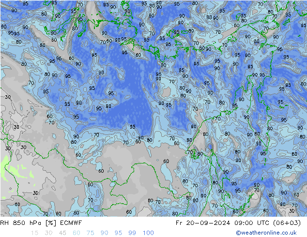 RH 850 hPa ECMWF Fr 20.09.2024 09 UTC