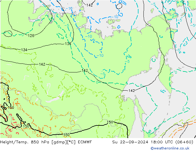 Z500/Rain (+SLP)/Z850 ECMWF  22.09.2024 18 UTC