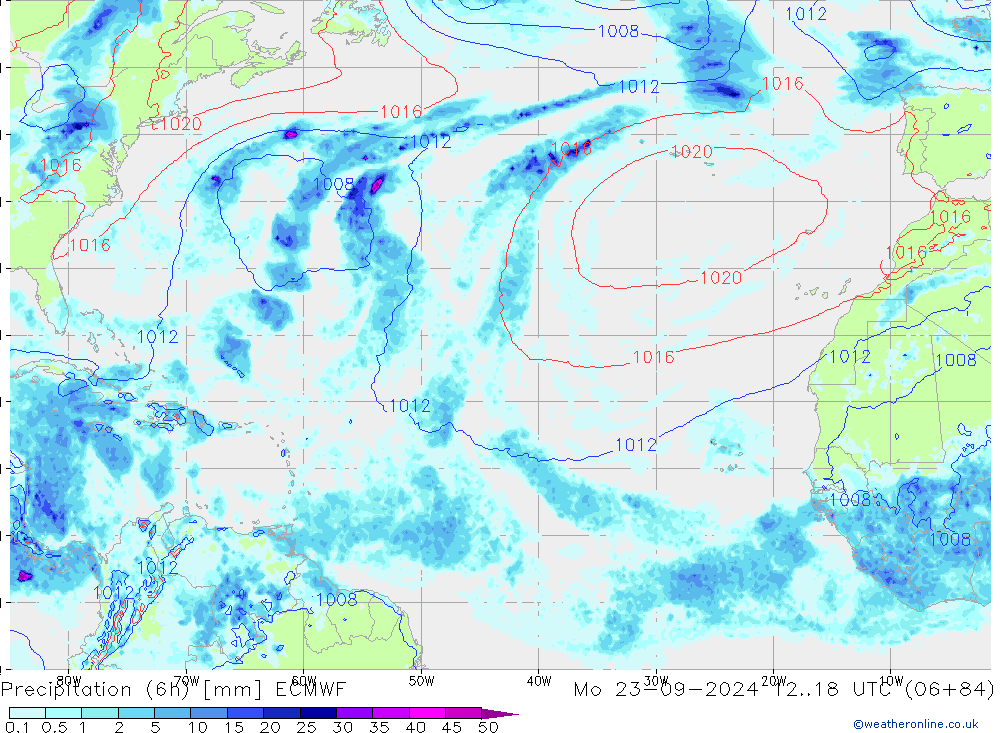 Z500/Rain (+SLP)/Z850 ECMWF пн 23.09.2024 18 UTC