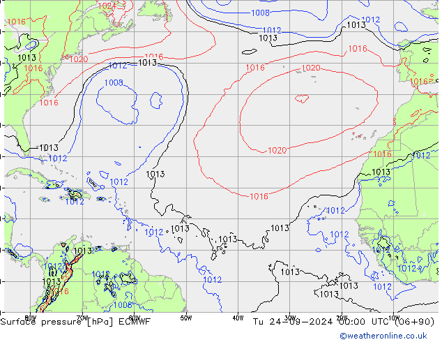 приземное давление ECMWF вт 24.09.2024 00 UTC