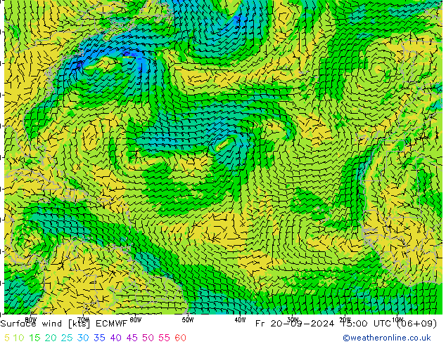 Wind 10 m ECMWF vr 20.09.2024 15 UTC