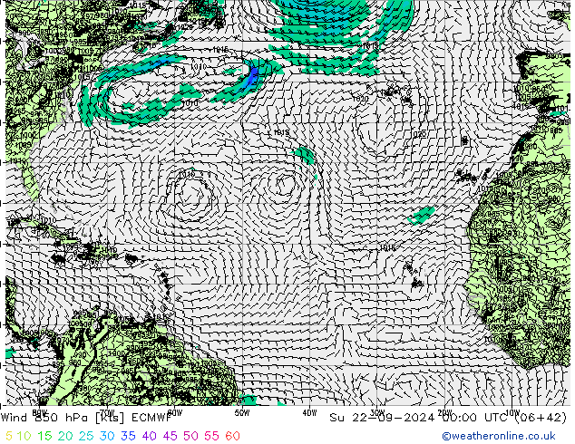 Wind 850 hPa ECMWF Su 22.09.2024 00 UTC