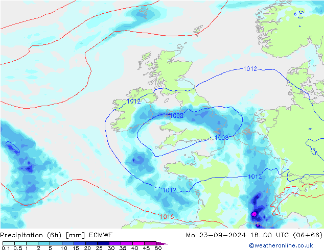 Z500/Rain (+SLP)/Z850 ECMWF Mo 23.09.2024 00 UTC