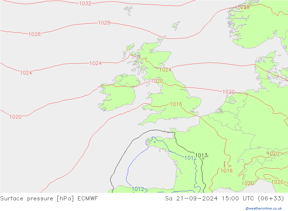 приземное давление ECMWF сб 21.09.2024 15 UTC