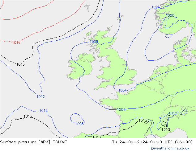 Atmosférický tlak ECMWF Út 24.09.2024 00 UTC