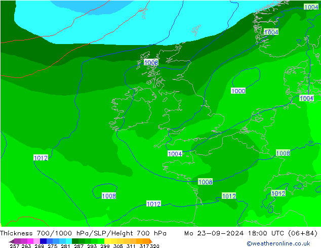 Schichtdicke 700-1000 hPa ECMWF Mo 23.09.2024 18 UTC