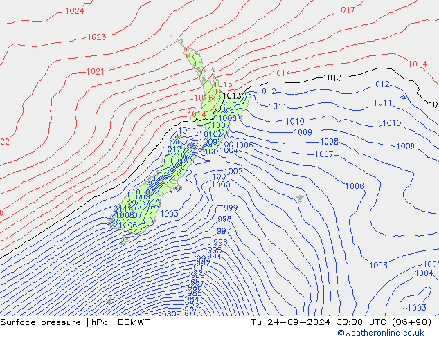 Presión superficial ECMWF mar 24.09.2024 00 UTC