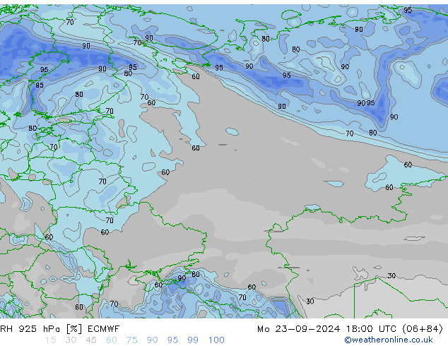 925 hPa Nispi Nem ECMWF Pzt 23.09.2024 18 UTC