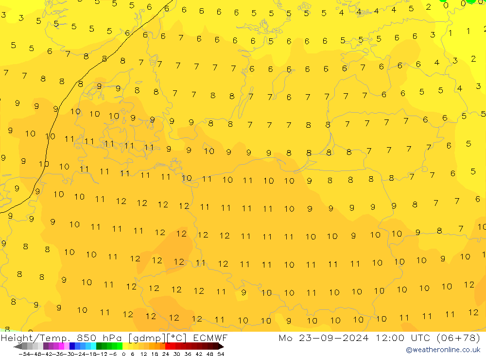 Z500/Rain (+SLP)/Z850 ECMWF lun 23.09.2024 12 UTC