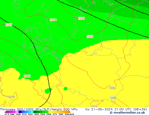 Thck 500-1000hPa ECMWF Sáb 21.09.2024 21 UTC