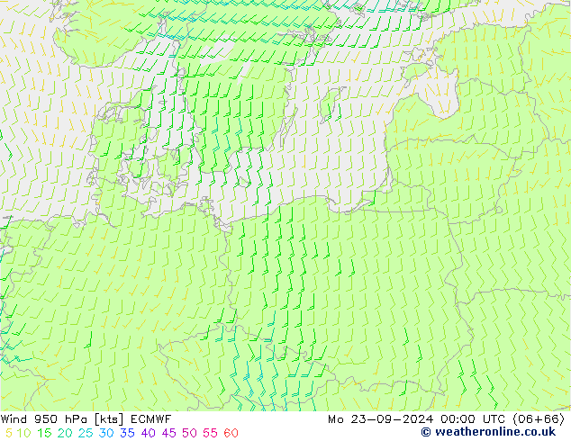 Wind 950 hPa ECMWF ma 23.09.2024 00 UTC