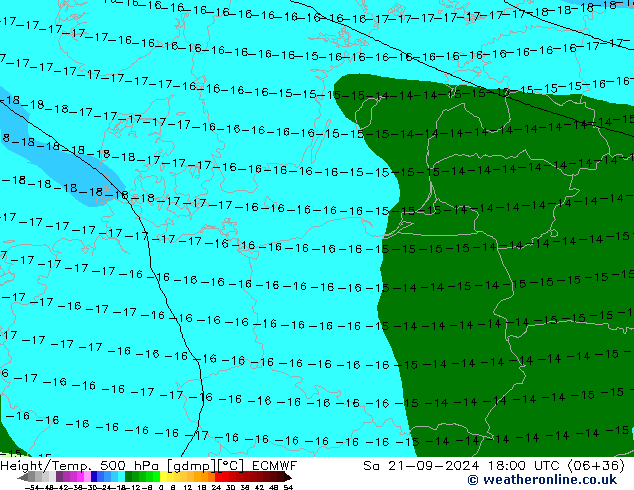 Z500/Rain (+SLP)/Z850 ECMWF Sáb 21.09.2024 18 UTC