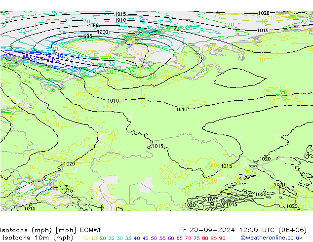 Izotacha (mph) ECMWF pt. 20.09.2024 12 UTC