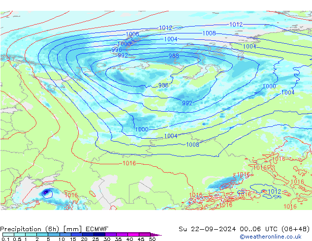 Z500/Rain (+SLP)/Z850 ECMWF dom 22.09.2024 06 UTC