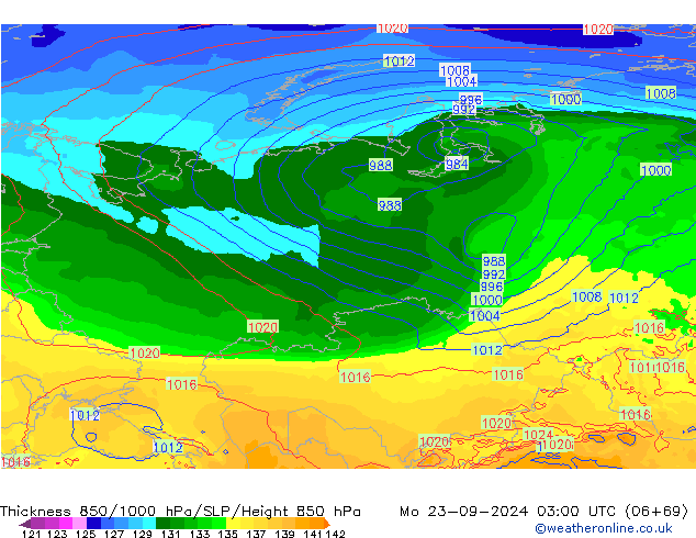 Thck 850-1000 hPa ECMWF Po 23.09.2024 03 UTC