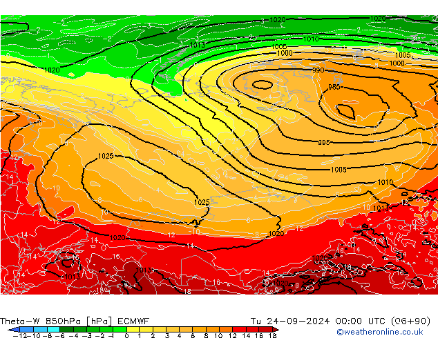 Theta-W 850hPa ECMWF mar 24.09.2024 00 UTC