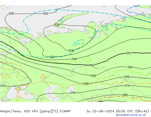 Z500/Rain (+SLP)/Z850 ECMWF Su 22.09.2024 00 UTC