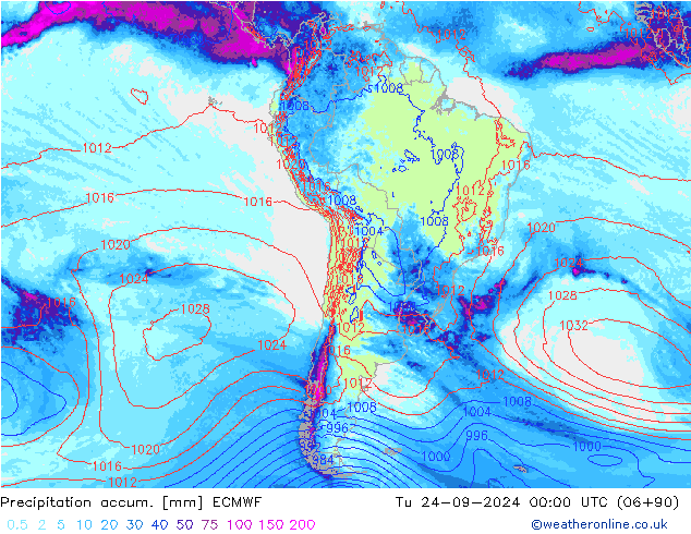 Toplam Yağış ECMWF Sa 24.09.2024 00 UTC