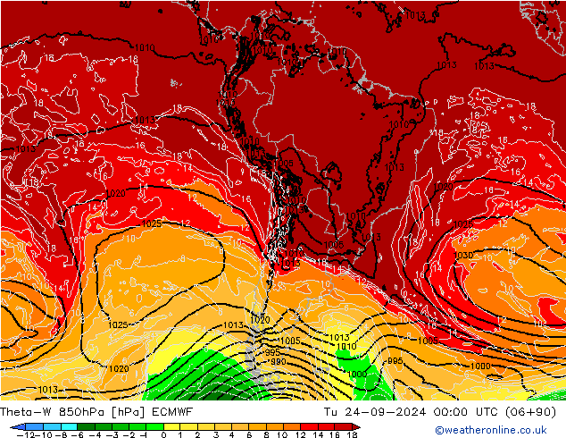 Theta-W 850hPa ECMWF Ter 24.09.2024 00 UTC