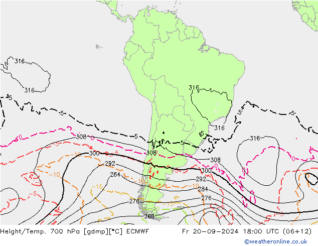 Géop./Temp. 700 hPa ECMWF ven 20.09.2024 18 UTC