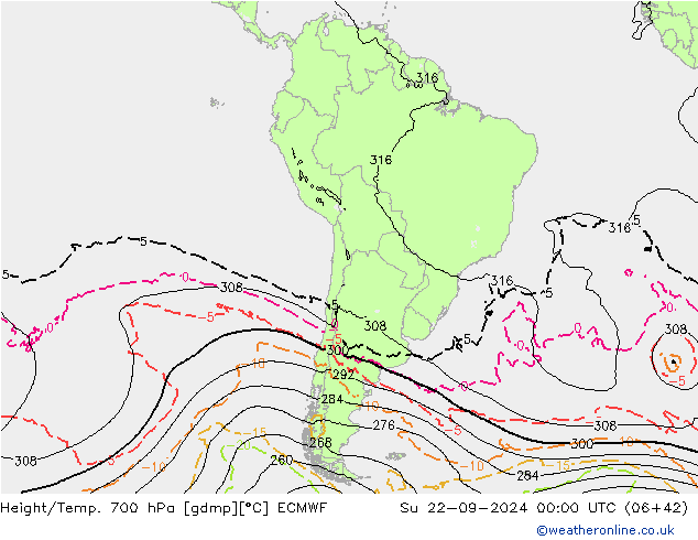 Height/Temp. 700 hPa ECMWF Dom 22.09.2024 00 UTC