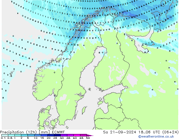 Yağış (12h) ECMWF Cts 21.09.2024 06 UTC