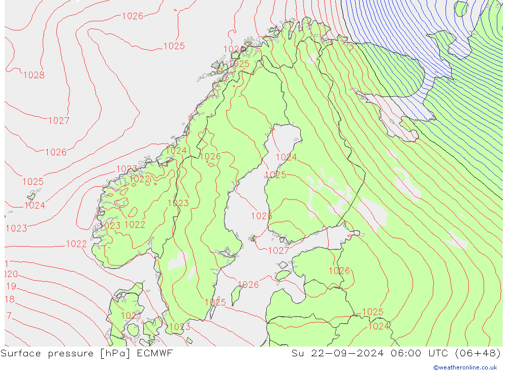 Yer basıncı ECMWF Paz 22.09.2024 06 UTC