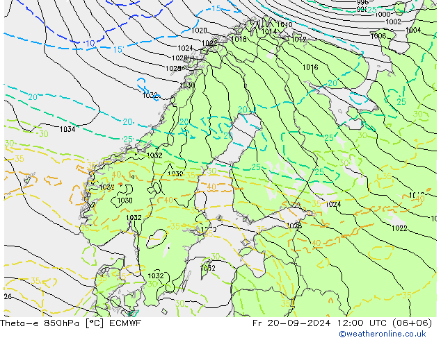 Theta-e 850hPa ECMWF vie 20.09.2024 12 UTC