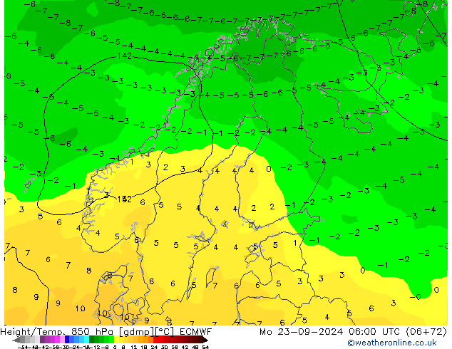 Z500/Rain (+SLP)/Z850 ECMWF lun 23.09.2024 06 UTC