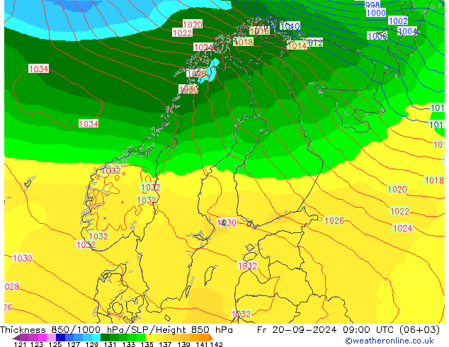 Thck 850-1000 hPa ECMWF 星期五 20.09.2024 09 UTC