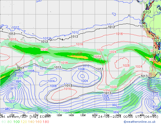 Jet stream/SLP ECMWF Tu 24.09.2024 00 UTC