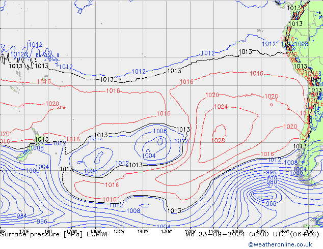 Surface pressure ECMWF Mo 23.09.2024 00 UTC