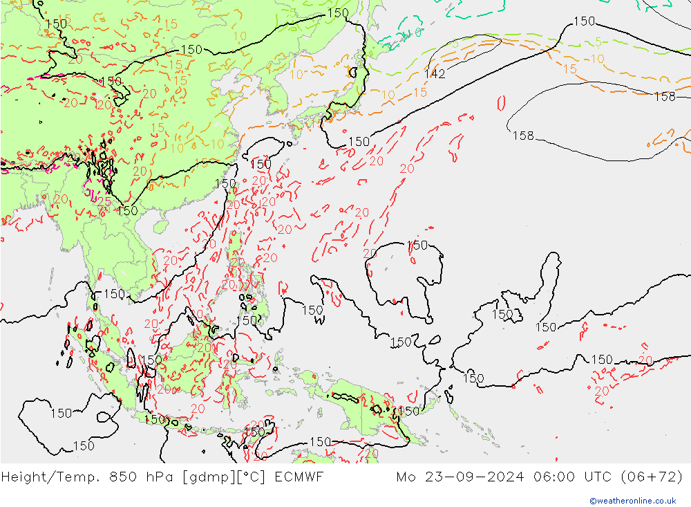 Z500/Rain (+SLP)/Z850 ECMWF Mo 23.09.2024 06 UTC