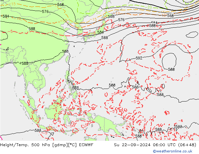 Height/Temp. 500 hPa ECMWF dom 22.09.2024 06 UTC