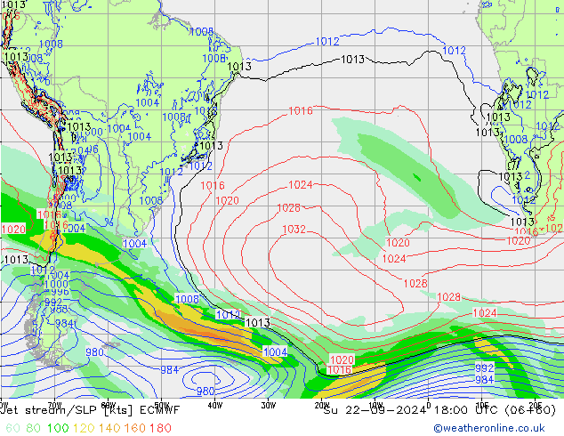 джет/приземное давление ECMWF Вс 22.09.2024 18 UTC