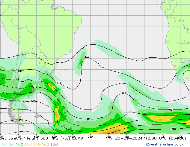 Jet stream/Height 300 hPa ECMWF Pá 20.09.2024 12 UTC