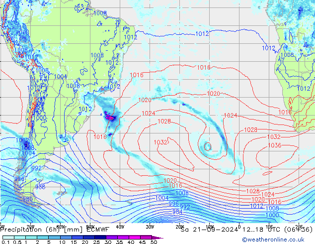 Z500/Yağmur (+YB)/Z850 ECMWF Cts 21.09.2024 18 UTC