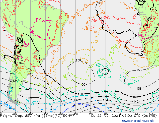 Height/Temp. 850 hPa ECMWF Su 22.09.2024 03 UTC